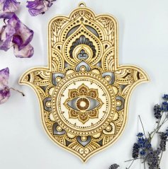 Dřevěná dekorace - ruka Fatimy