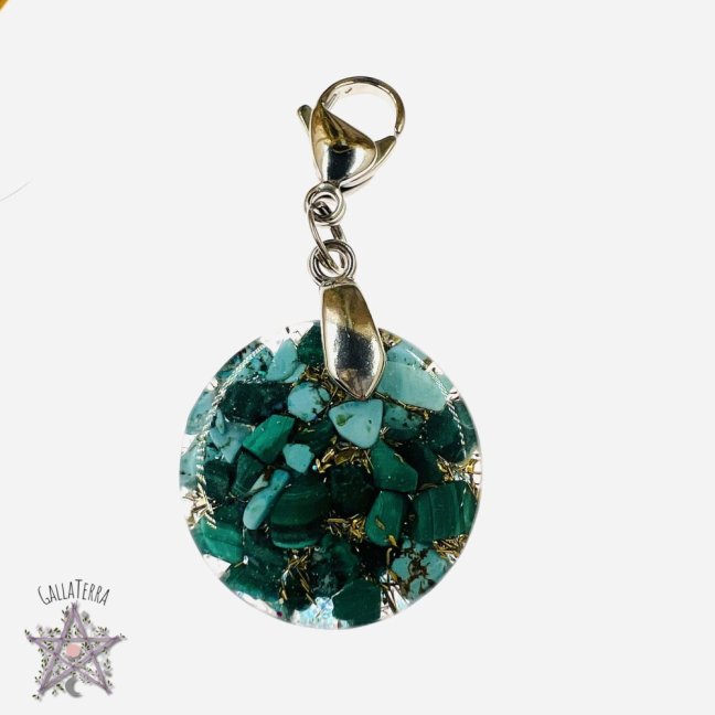 Orgonite jewelry for a pet - malachite, turquoise - protection & peace