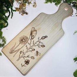 Beech cutting board - meadow flowers - medium