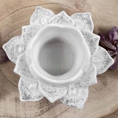 Lotus-shaped candle holder - with crystal - for spiritual growth and harmony